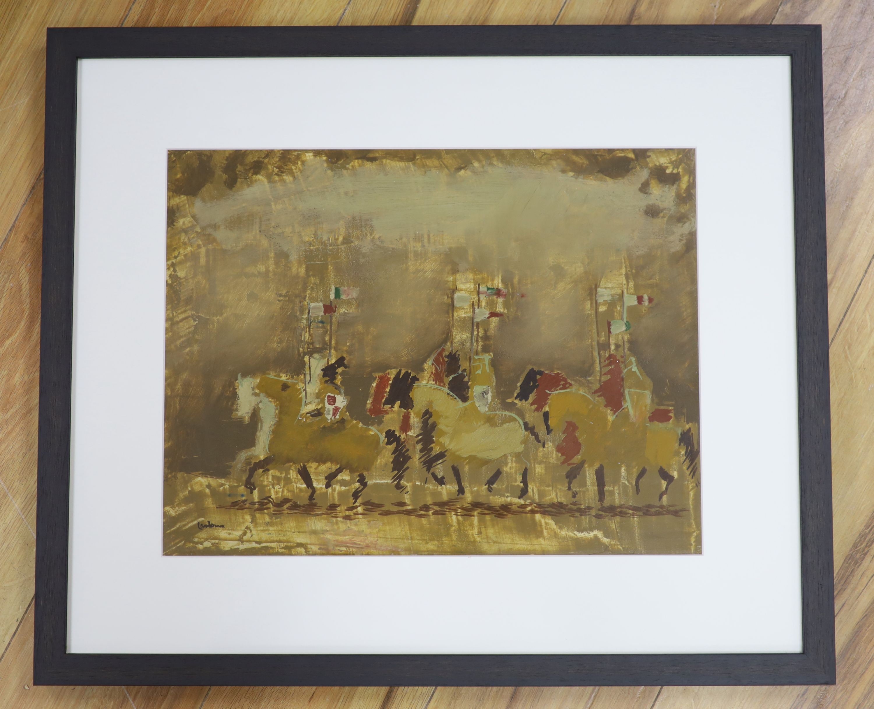 Nigel Lambourne (1919-), oil on board, 'The Cavalry', signed, 32 x 42cm